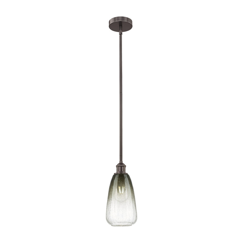 Innovations Brookhaven Almond 6in 1-Light Mini Pendant | Industrial Oil Rubbed Bronze Steel and Slate Glass | Kitchen Island | Model 616-1S-OB-G480-6SL