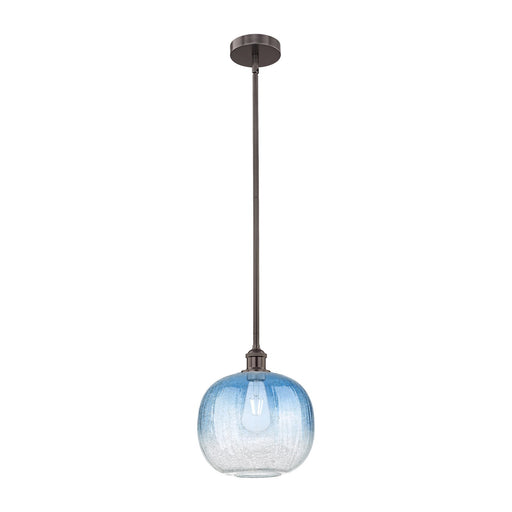 Innovations Brookhaven Sphere 11in 1-Light Mini Pendant | Industrial Oil Rubbed Bronze Steel and Sapphire Blue Glass | Kitchen | Model 616-1S-OB-G481-10SB