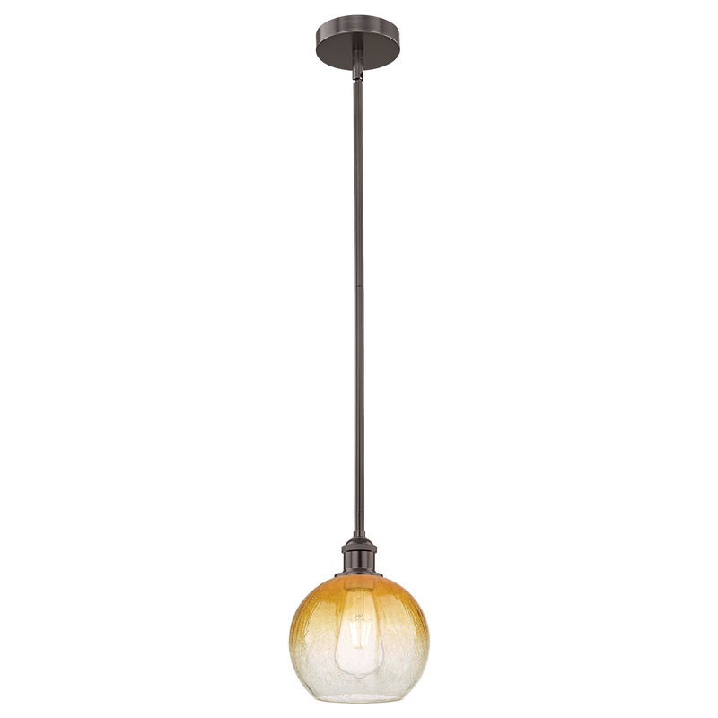 Innovations Brookhaven Globe 8in 1-Light Mini Pendant | Industrial Oil Rubbed Bronze Steel and Amber Glass | Kitchen Island & | Model 616-1S-OB-G483-8AM