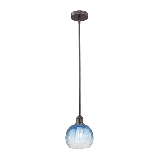 Innovations Brookhaven Globe 8in 1-Light Mini Pendant | Industrial Oil Rubbed Bronze Steel and Sapphire Blue Glass | Kitchen | Model 616-1S-OB-G483-8SB
