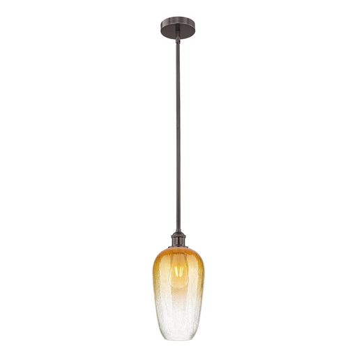 Innovations Brookhaven Flute 7in 1-Light Mini Pendant | Industrial Oil Rubbed Bronze Steel and Amber Glass | Kitchen Island & | Model 616-1S-OB-G484-7AM