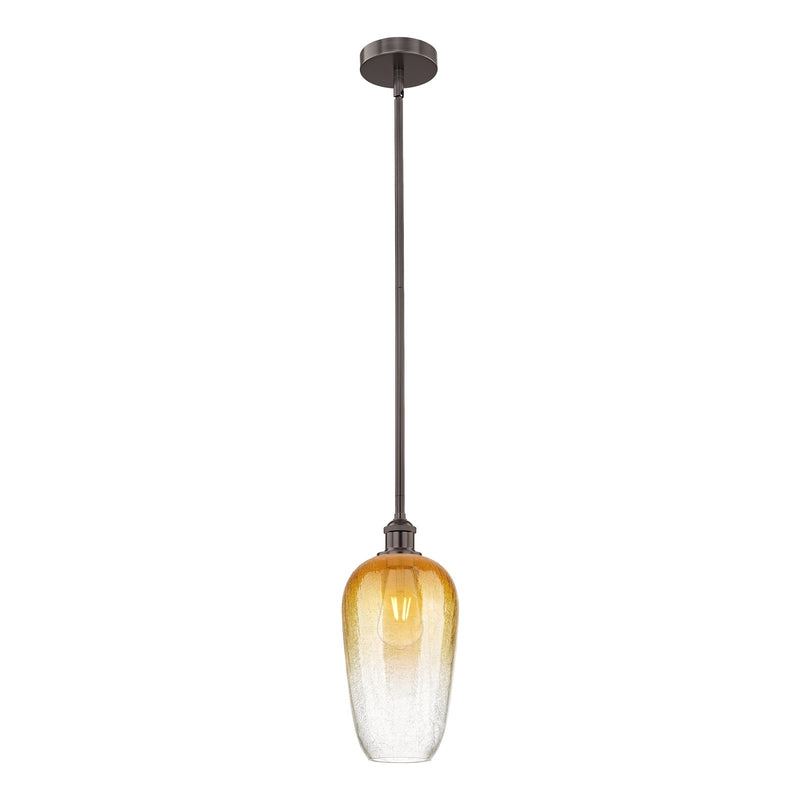 Innovations Brookhaven Flute 7in 1-Light Mini Pendant | Industrial Oil Rubbed Bronze Steel and Amber Glass | Kitchen Island & | Model 616-1S-OB-G484-7AM