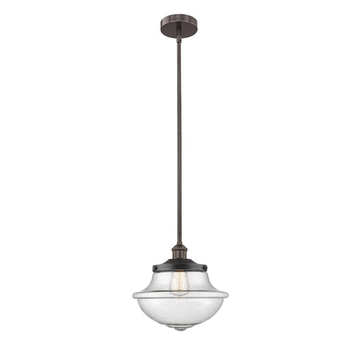 Innovations Oxford 1-Light Mini Pendant | Industrial Oil Rubbed Bronze Steel and Seedy Glass | Kitchen Island & Dining Room | 11.75 | Model 616-1S-OB-G544