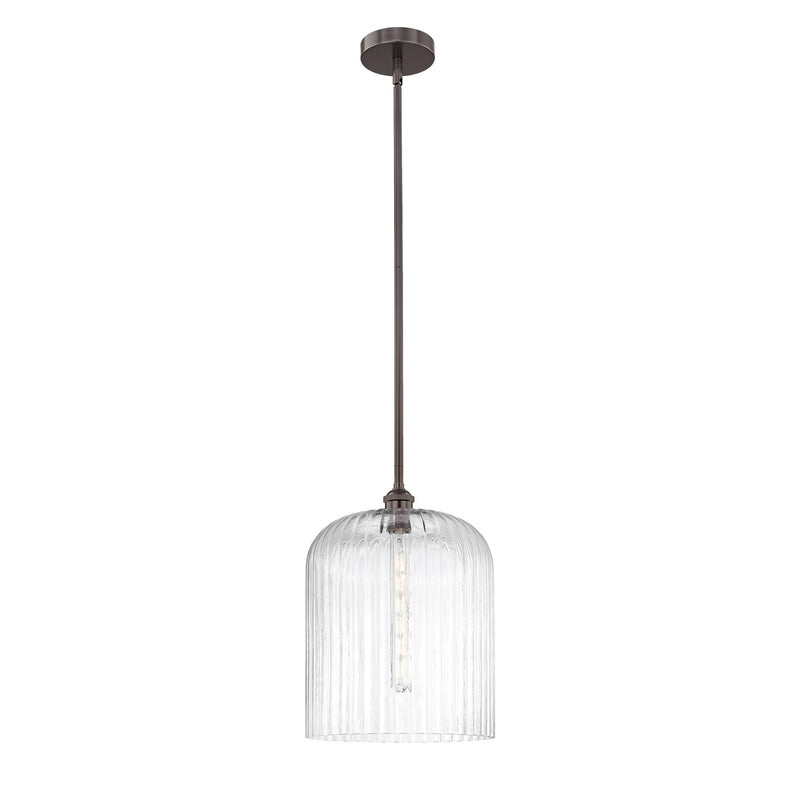 Innovations Bridal Veil 5in 1-Light Mini Pendant | Art Nouveau Industrial Oil Rubbed Bronze Steel and Clear Ribbed Glass | Model 616-1S-OB-G559-12CL