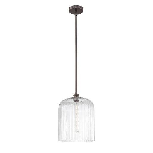 Innovations Bridal Veil 5in 1-Light Mini Pendant | Art Nouveau Industrial Oil Rubbed Bronze Steel and Clear Ribbed Glass | Model 616-1S-OB-G559-12CL