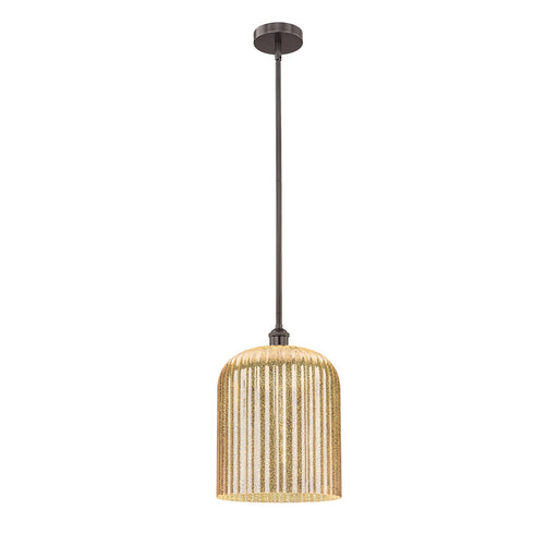 Innovations Bridal Veil 5in 1-Light Mini Pendant | Industrial Oil Rubbed Bronze Steel and Mercury Ribbed Glass | Kitchen | Model 616-1S-OB-G559-12ME