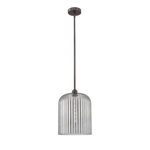 Innovations Bridal Veil 5in 1-Light Mini Pendant | Art Nouveau Industrial Oil Rubbed Bronze and Light Smoke Ribbed Glass | Model 616-1S-OB-G559-12SM