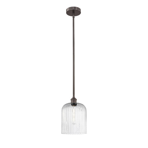 Innovations Bridal Veil 5in 1-Light Mini Pendant | Industrial Oil Rubbed Bronze Steel and Seedy Ribbed Glass | Kitchen Island | Model 616-1S-OB-G559-8SDY
