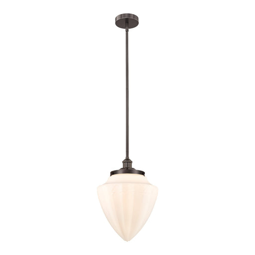 Innovations Bridgeton 12in 1-Light Mini Pendant | Traditional Oil Rubbed Bronze Steel and Matte White Frosted Glass | Kitchen | Model 616-1S-OB-G661-12