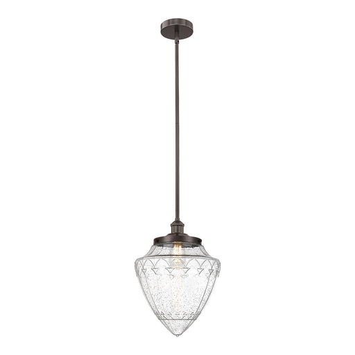 Innovations Bridgeton 12in 1-Light Mini Pendant | Traditional Oil Rubbed Bronze Steel and Seedy Glass | Kitchen Island & Dining | Model 616-1S-OB-G664-12
