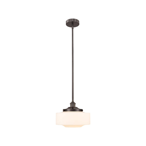 Innovations Bridgeton 12in 1-Light Mini Pendant | Traditional Oil Rubbed Bronze Steel and Matte White Frosted Glass | Kitchen | Model 616-1S-OB-G691-12
