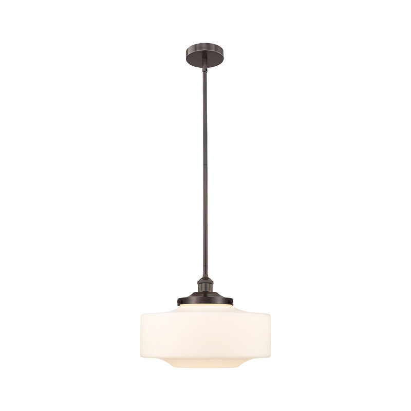 Innovations Bridgeton 16in 1-Light Mini Pendant | Traditional Oil Rubbed Bronze Steel and Matte White Frosted Glass | Kitchen | Model 616-1S-OB-G691-16