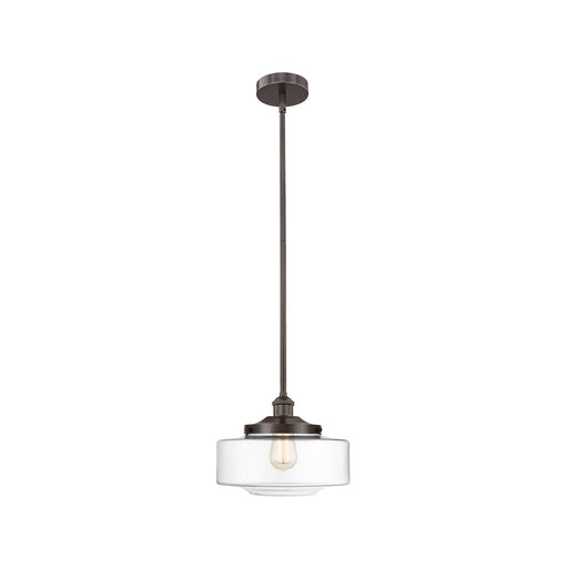 Innovations Bridgeton 12in 1-Light Mini Pendant | Traditional Oil Rubbed Bronze and Clear Glass Schoolhouse | Kitchen Island & | Model 616-1S-OB-G692-12