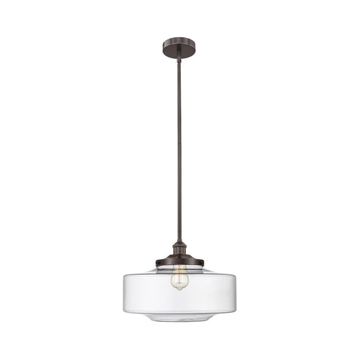 Innovations Bridgeton 12in 1-Light Mini Pendant | Traditional Oil Rubbed Bronze and Clear Schoolhouse Glass | Kitchen Island & | Model 616-1S-OB-G692-16