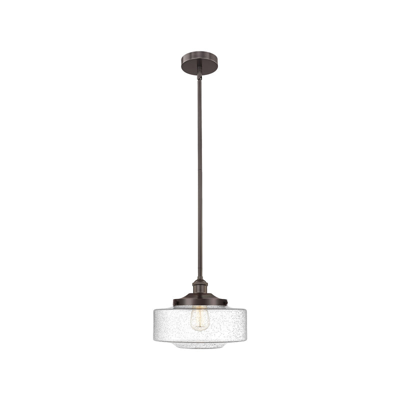 Innovations Bridgeton 12in 1-Light Mini Pendant | Traditional Oil Rubbed Bronze Steel and Seedy Glass | Kitchen Island & Dining | Model 616-1S-OB-G694-12