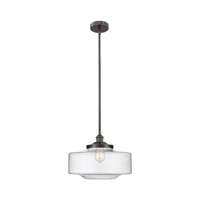 Innovations Bridgeton 16in 1-Light Mini Pendant | Traditional Oil Rubbed Bronze Steel and Seedy Glass | Kitchen Island & Dining | Model 616-1S-OB-G694-16