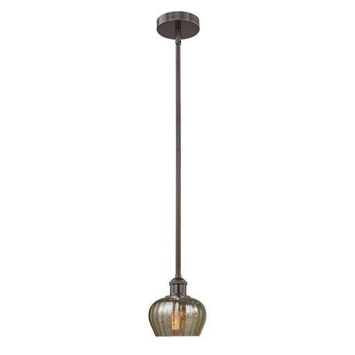 Innovations Fenton 6.5in 1-Light Mini Pendant | Industrial Oil Rubbed Bronze Steel and Mercury Ribbed Glass | Kitchen Island & | Model 616-1S-OB-G96