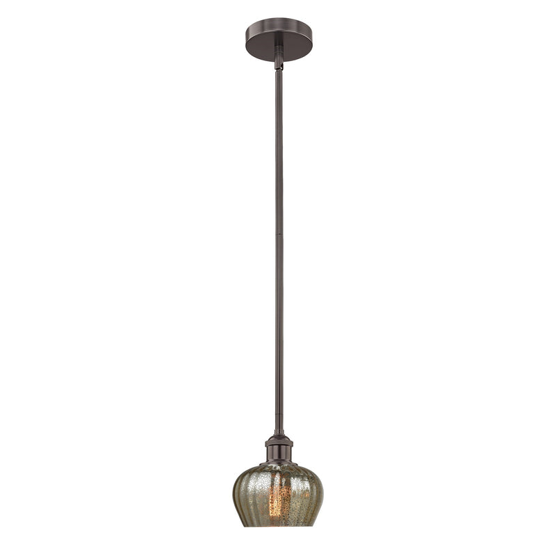 Innovations Fenton 7in 1-Light Mini Pendant | Art Nouveau Industrial Oil Rubbed Bronze and Mercury Ribbed Glass | Kitchen Island | Model 616-1S-OB-G96-LED