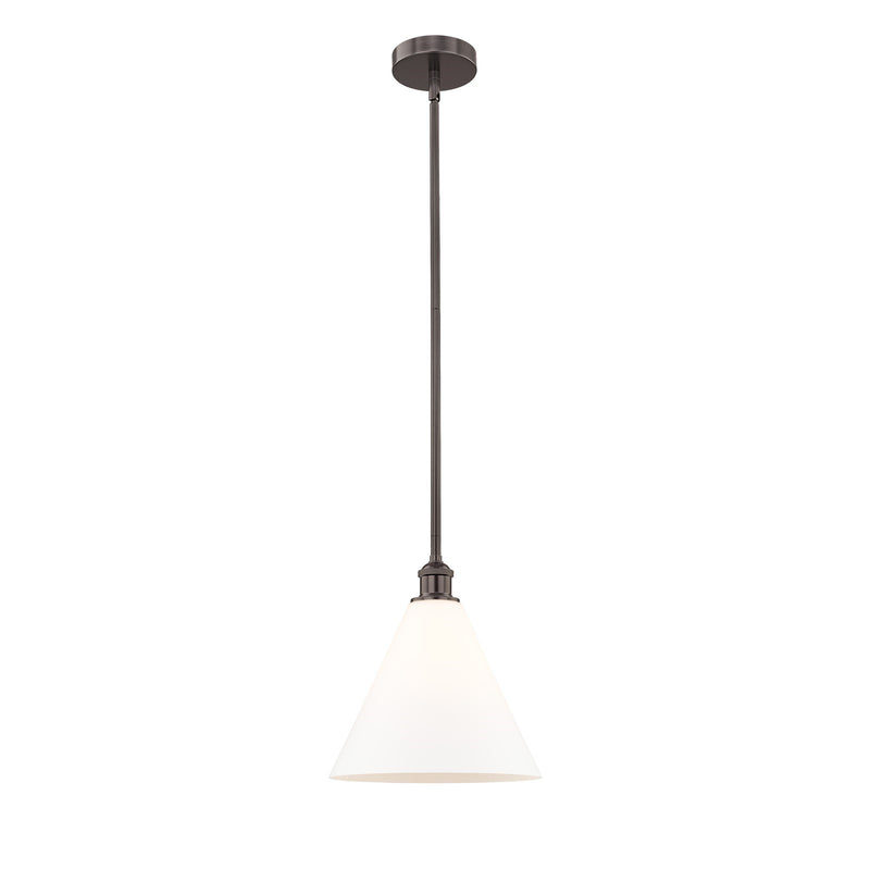 Innovations Berkshire 12in 1-Light Mini Pendant | Industrial Oil Rubbed Bronze Steel and Matte White Glass | Kitchen Island & | Model 616-1S-OB-GBC-121