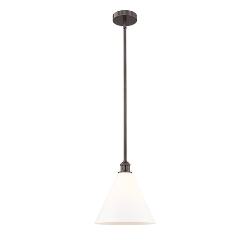 Innovations Berkshire 12in 1-Light Mini Pendant | Industrial Oil Rubbed Bronze Steel and Matte White Glass | Kitchen Island & | Model 616-1S-OB-GBC-121