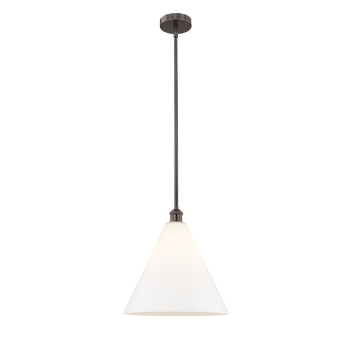 Innovations Berkshire Glass 16in 1-Light Pendant | Industrial Oil Rubbed Bronze Steel and Matte White Glass | Kitchen Island & | Model 616-1S-OB-GBC-161