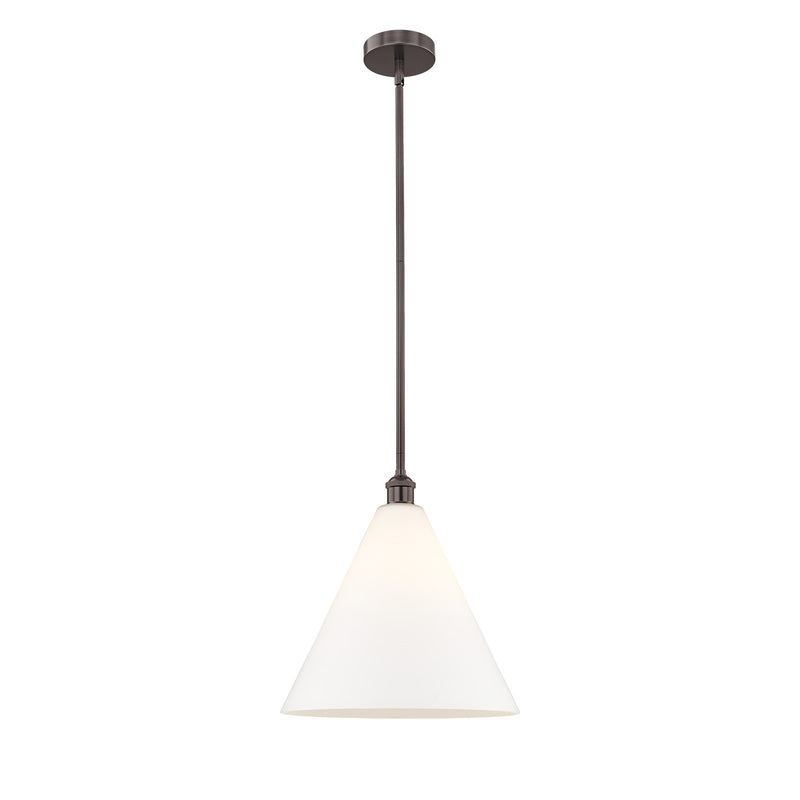 Innovations Berkshire 16in 1-Light Pendant | Industrial Oil Rubbed Bronze Steel and Matte White Glass | Kitchen Island & | Model 616-1S-OB-GBC-161-LED