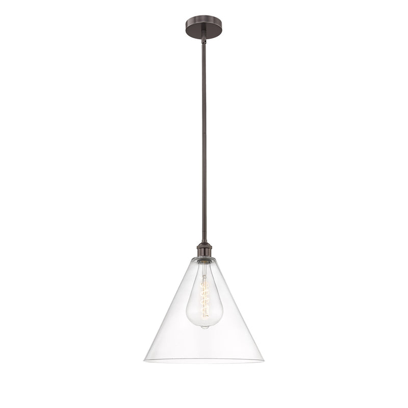 Innovations Berkshire 16in 1-Light Pendant | Industrial Oil Rubbed Bronze Steel and Clear Glass | Kitchen Island & Dining | Model 616-1S-OB-GBC-162-LED