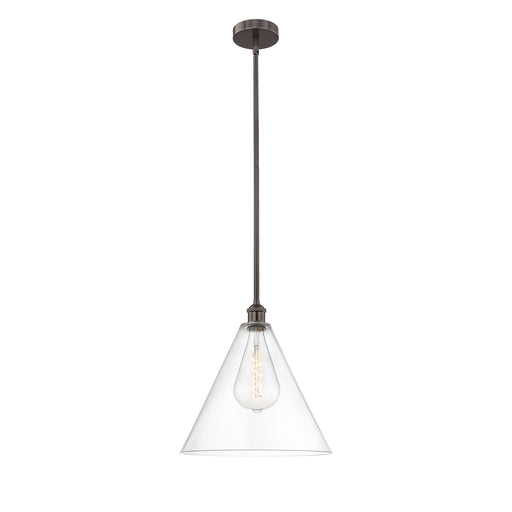 Innovations Berkshire 16in 1-Light Pendant | Industrial Oil Rubbed Bronze Steel and Clear Glass | Kitchen Island & Dining | Model 616-1S-OB-GBC-162-LED