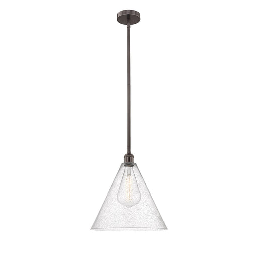 Innovations Berkshire 16in 1-Light Pendant | Industrial Oil Rubbed Bronze Steel and Seedy Glass | Kitchen Island & Dining | Model 616-1S-OB-GBC-164-LED