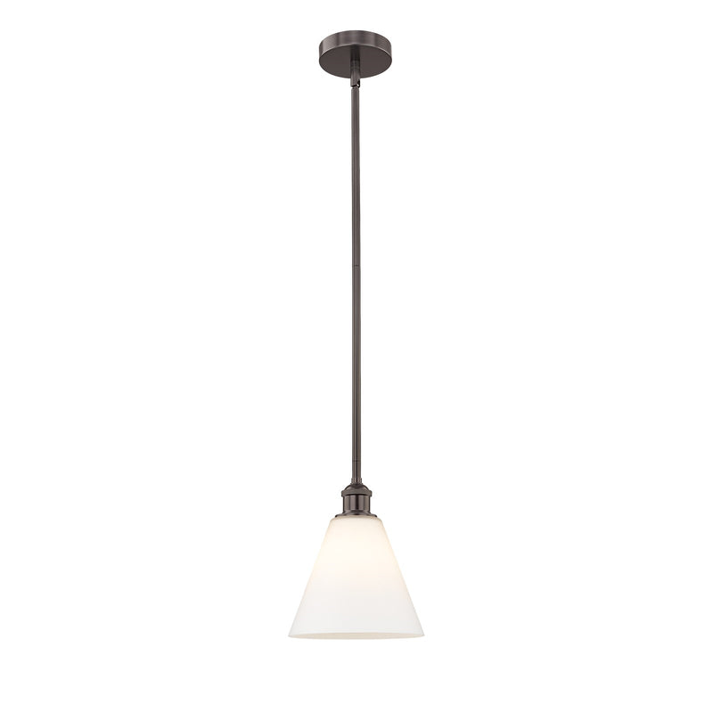 Innovations Berkshire 8in 1-Light Mini Pendant | Industrial Oil Rubbed Bronze Steel and Matte White Glass | Kitchen Island & | Model 616-1S-OB-GBC-81-LED