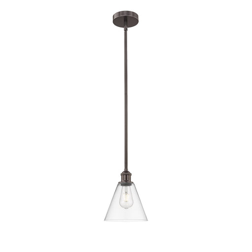 Innovations Berkshire 8in 1-Light Mini Pendant | Industrial Oil Rubbed Bronze Steel and Clear Glass | Kitchen Island & Dining | Model 616-1S-OB-GBC-82-LED