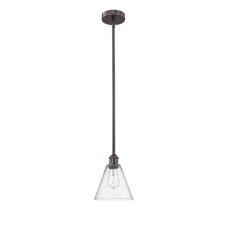 Innovations Berkshire 8in 1-Light Mini Pendant | Industrial Oil Rubbed Bronze Steel and Seedy Glass | Kitchen Island & Dining | Model 616-1S-OB-GBC-84-LED