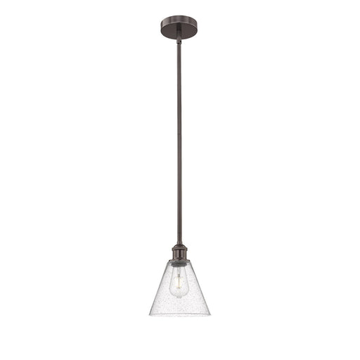 Innovations Berkshire 8in 1-Light Mini Pendant | Industrial Oil Rubbed Bronze Steel and Seedy Glass | Kitchen Island & Dining | Model 616-1S-OB-GBC-84-LED