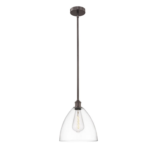 Innovations Bristol 12in 1-Light Mini Pendant | Industrial Oil Rubbed Bronze Steel and Clear Glass | Kitchen Island & Dining | Model 616-1S-OB-GBD-122-LED