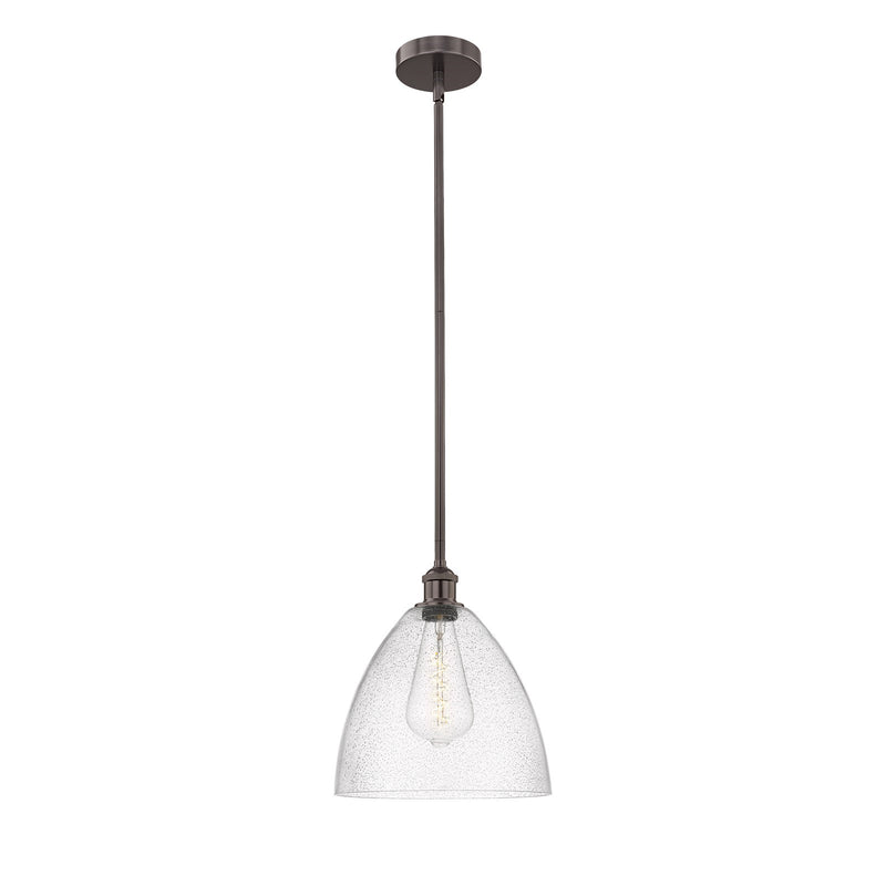 Innovations Bristol 12in 1-Light Mini Pendant | Industrial Oil Rubbed Bronze Steel and Seedy Glass | Kitchen Island & Dining | Model 616-1S-OB-GBD-124