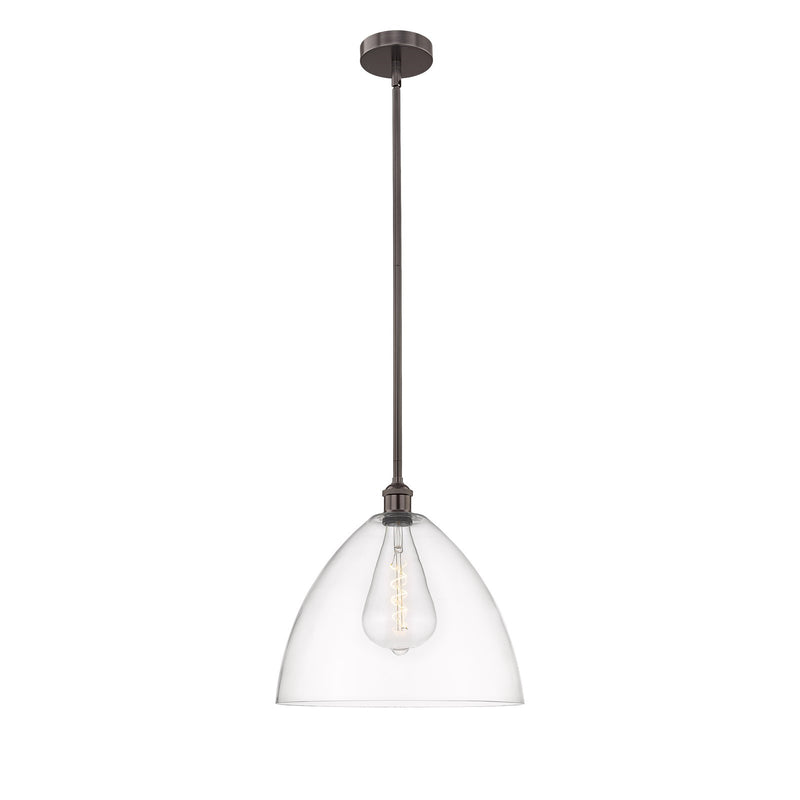 Innovations Bristol 16in 1-Light Pendant | Industrial Oil Rubbed Bronze Steel and Clear Glass | Kitchen Island & Dining Room | Model 616-1S-OB-GBD-162