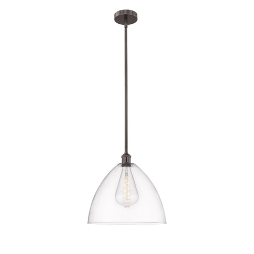 Innovations Bristol 16in 1-Light Pendant | Industrial Oil Rubbed Bronze Steel and Clear Glass | Kitchen Island & Dining Room | Model 616-1S-OB-GBD-162-LED