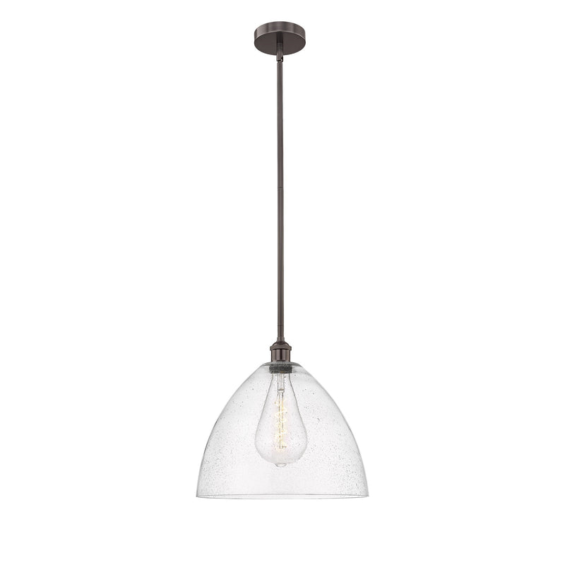 Innovations Bristol 16in 1-Light Pendant | Industrial Oil Rubbed Bronze Steel and Seedy Glass | Kitchen Island & Dining Room | Model 616-1S-OB-GBD-164-LED