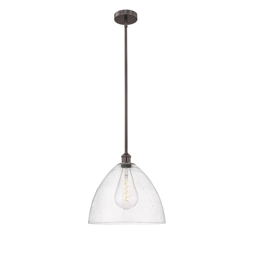 Innovations Bristol 16in 1-Light Pendant | Industrial Oil Rubbed Bronze Steel and Seedy Glass | Kitchen Island & Dining Room | Model 616-1S-OB-GBD-164-LED