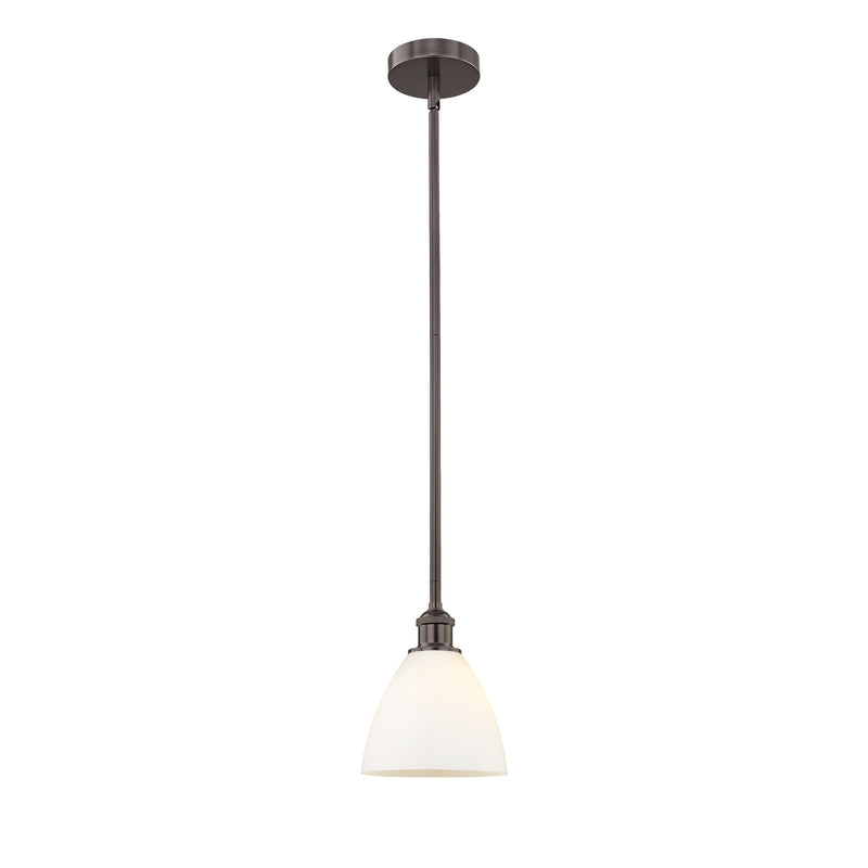 Innovations Bristol 8in 1-Light Mini Pendant | Industrial Oil Rubbed Bronze and Matte White Glass | Kitchen Island | 7.5 x 9 in | Model 616-1S-OB-GBD-751