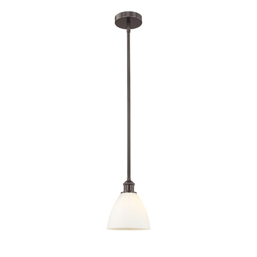 Innovations Bristol 8in 1-Light Mini Pendant | Industrial Oil Rubbed Bronze and Matte White Glass | Kitchen Island & Dining | Model 616-1S-OB-GBD-751-LED