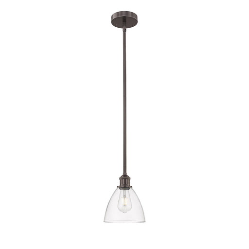 Innovations Bristol 7.5in 1-Light Mini Pendant | Industrial Oil Rubbed Bronze Steel and Clear Glass | Kitchen Island & | Model 616-1S-OB-GBD-752-LED