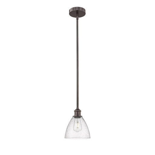 Innovations Bristol 8in 1-Light Mini Pendant | Industrial Oil Rubbed Bronze Steel and Seedy Glass | Kitchen Island & Dining | Model 616-1S-OB-GBD-754-LED