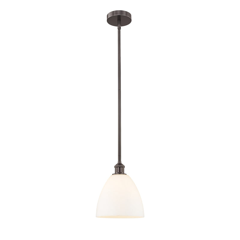 Innovations Bristol 9in 1-Light Mini Pendant | Industrial Oil Rubbed Bronze Steel and Matte White Glass | Kitchen Island & | Model 616-1S-OB-GBD-91-LED