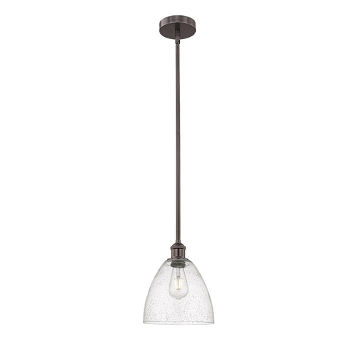 Innovations Bristol 9in 1-Light Mini Pendant | Industrial Oil Rubbed Bronze Steel and Seedy Glass | Kitchen Island & Dining Room | Model 616-1S-OB-GBD-94