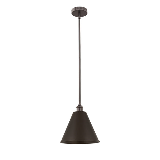 Innovations Berkshire 12in 1-Light Mini Pendant | Industrial Oil Rubbed Bronze Steel and Oil Rubbed Bronze Metal Shade | Model 616-1S-OB-MBC-12-OB-LED