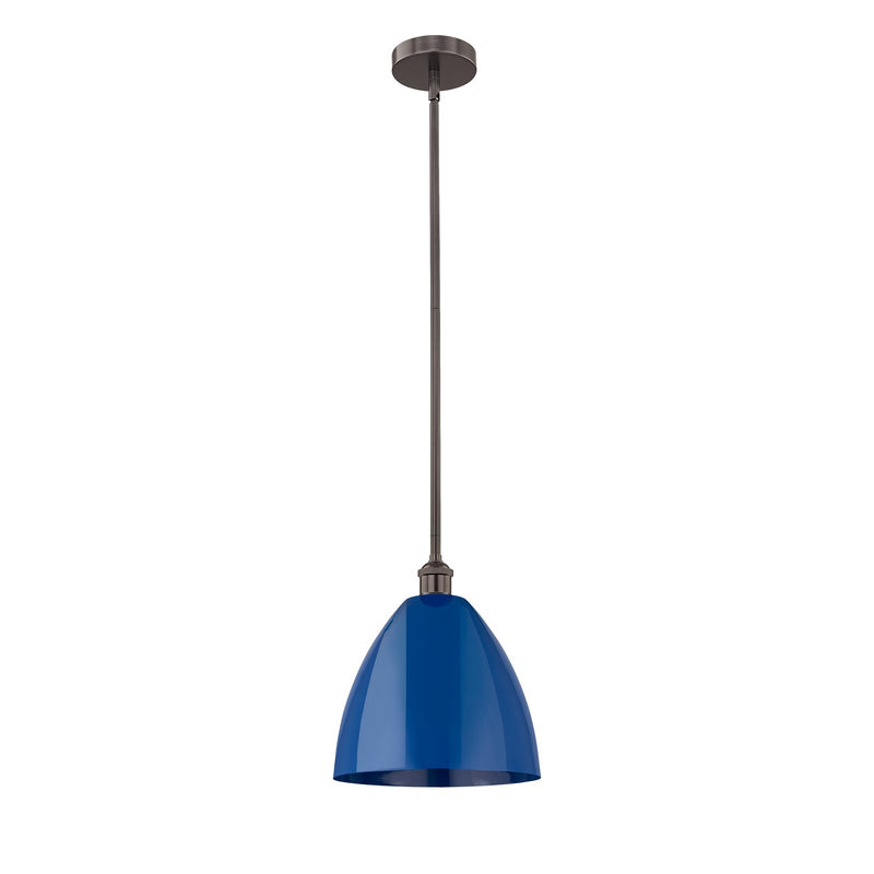 Innovations Plymouth 12in 1-Light Mini Pendant | Industrial Oil Rubbed Bronze Steel and Matte Blue Metal | Kitchen Island | Model 616-1S-OB-MBD-12-BL-LED