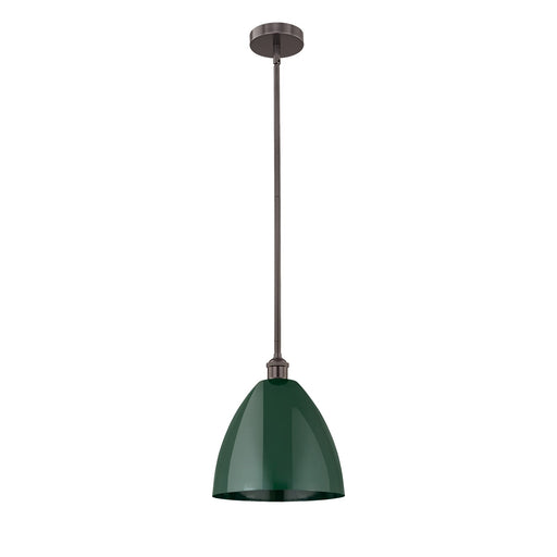 Innovations Plymouth 12in 1-Light Mini Pendant | Industrial Oil Rubbed Bronze Steel and Matte Green Metal | Kitchen Island & | Model 616-1S-OB-MBD-12-GR