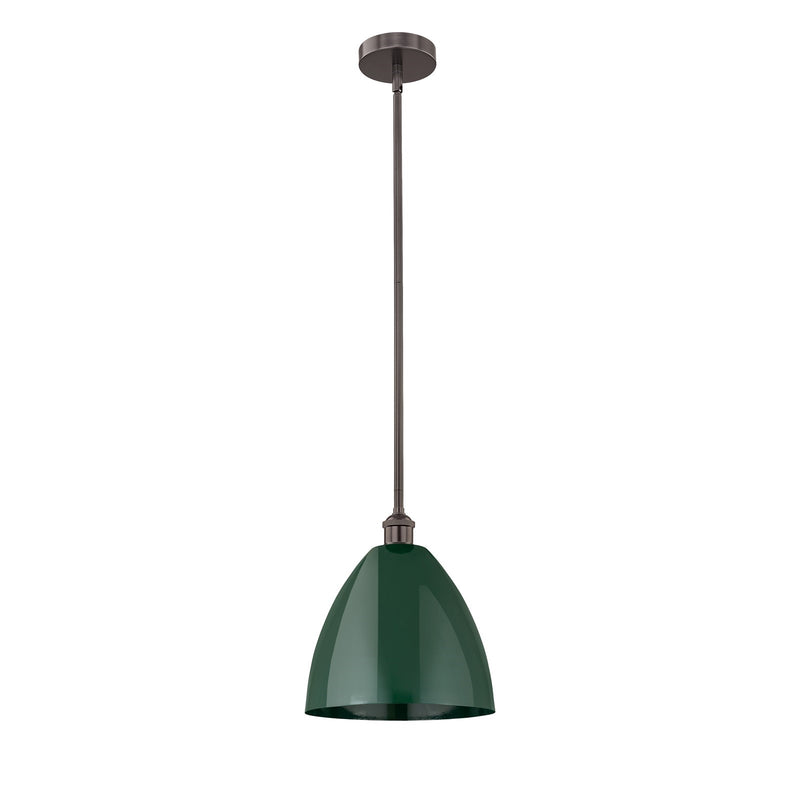 Innovations Plymouth 12in 1-Light Mini Pendant | Industrial Oil Rubbed Bronze Steel and Matte Green Metal | Kitchen Island | Model 616-1S-OB-MBD-12-GR-LED