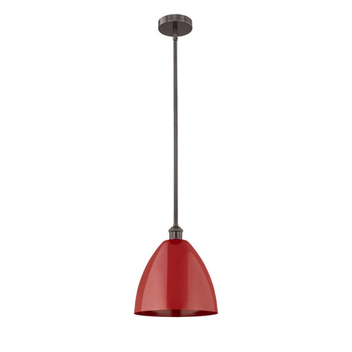 Innovations Plymouth 12in 1-Light Mini Pendant | Industrial Oil Rubbed Bronze Steel and Matte Red Metal | Kitchen Island & | Model 616-1S-OB-MBD-12-RD